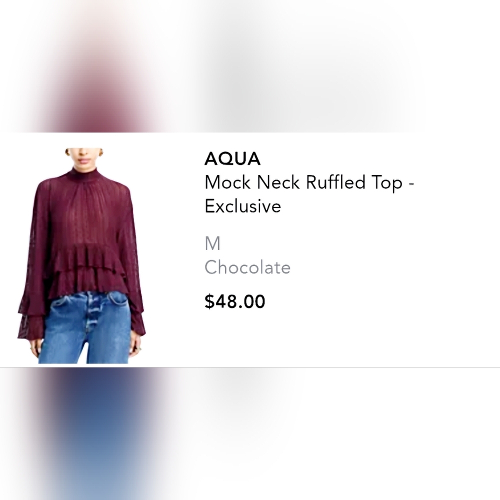 Aqua Mock Neck Ruffled Top - Picture 5 of 9